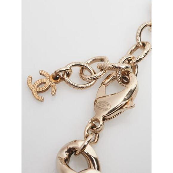 Chanel Gold Metal Crystal Interlocking CC Chunky Chain Bracelet - Picture 3 of 5
